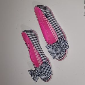 Black and Pink Gingham Keds Flats with Bow Size 6